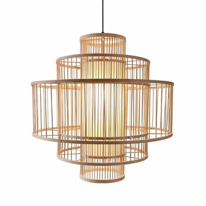 Bamboo Weave Hanging Light — close-up of a single handwoven bamboo shade thumbnail 2