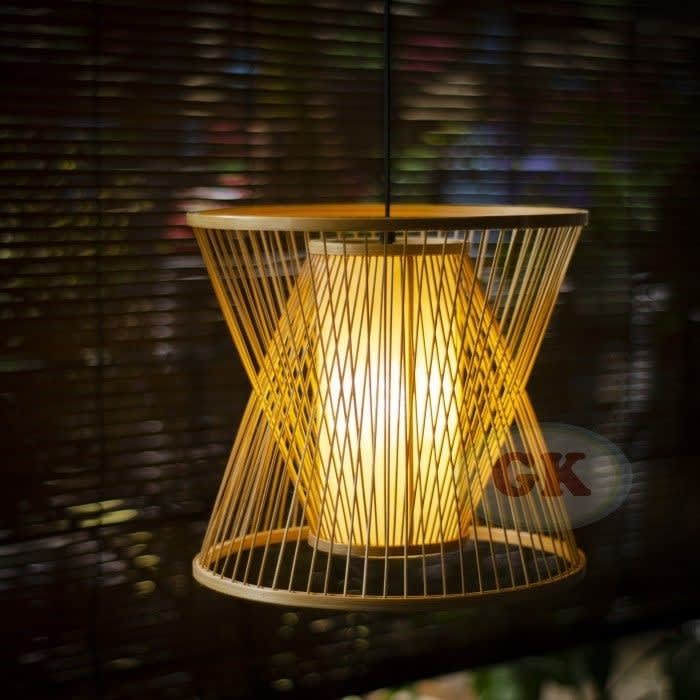 Natural Bamboo Cluster Lights — close-up of the natural rattan weave thumbnail 6