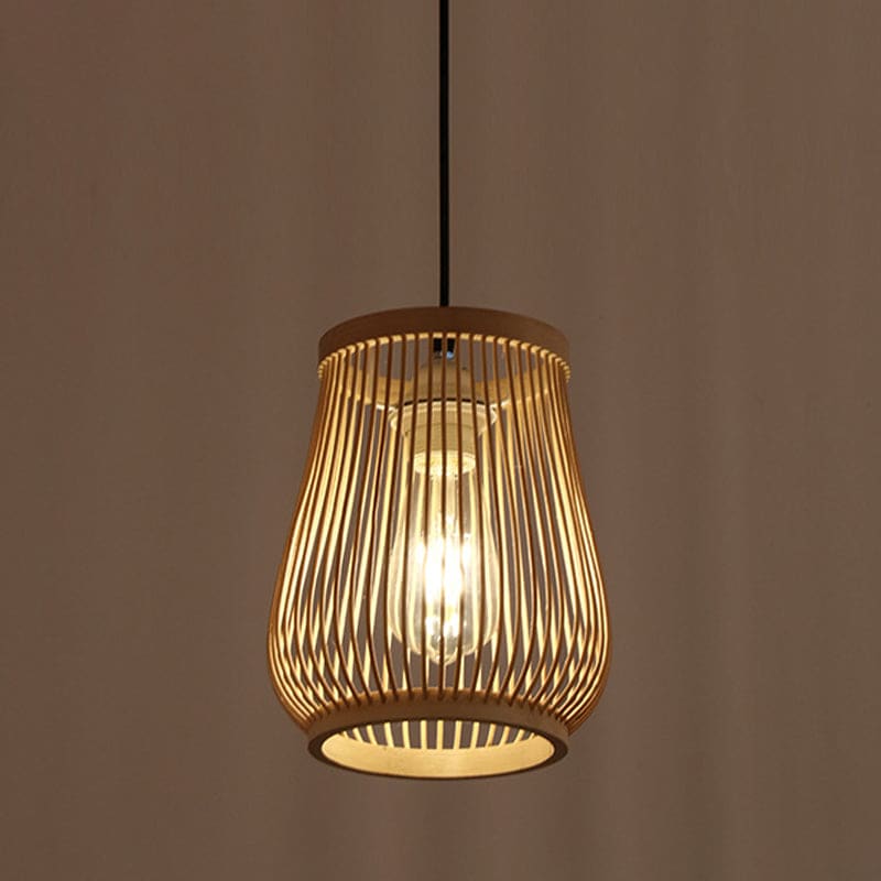 Bamboo Orb Pendant Light — close-up of a single handwoven bamboo shade thumbnail 2