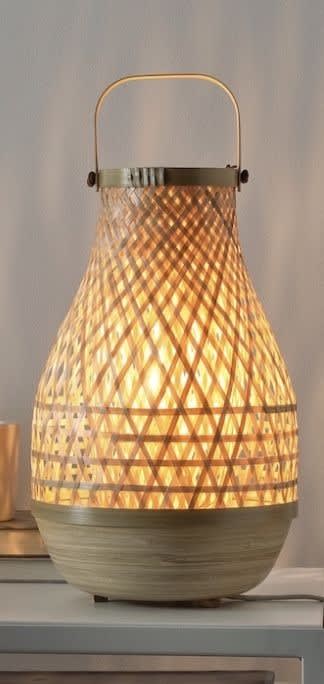 Natural Bamboo Desk Lamp — side view showing the natural rattan finish thumbnail 4