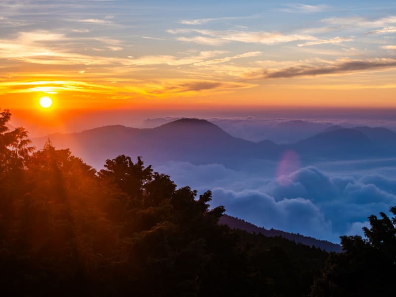 Hike through the verdant forests of Alishan and enjoy the mountain scenery with a “sea of the clouds“
