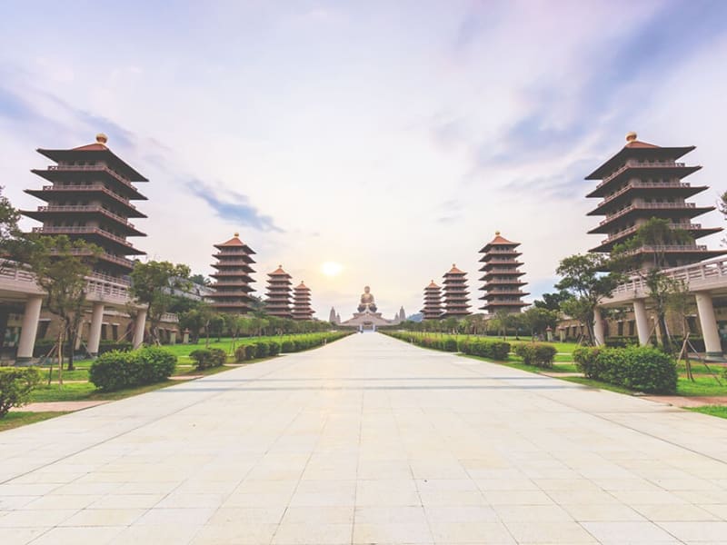 Reach Kaohsiung and explore the spacious grounds and the great Buddha of Taiwan’s largest Buddhist monastery