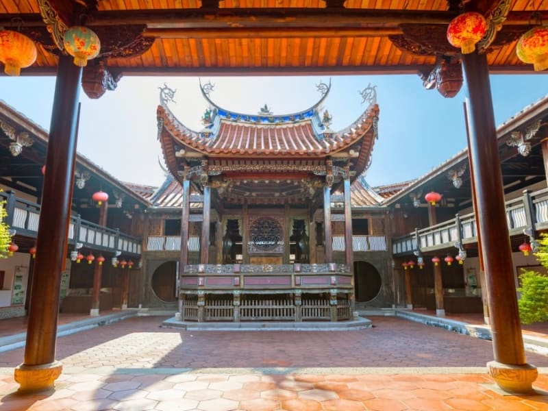 Enjoy a history lesson at Wufeng Lin Family House, the preserved mansion of one of Taiwan's most influential families