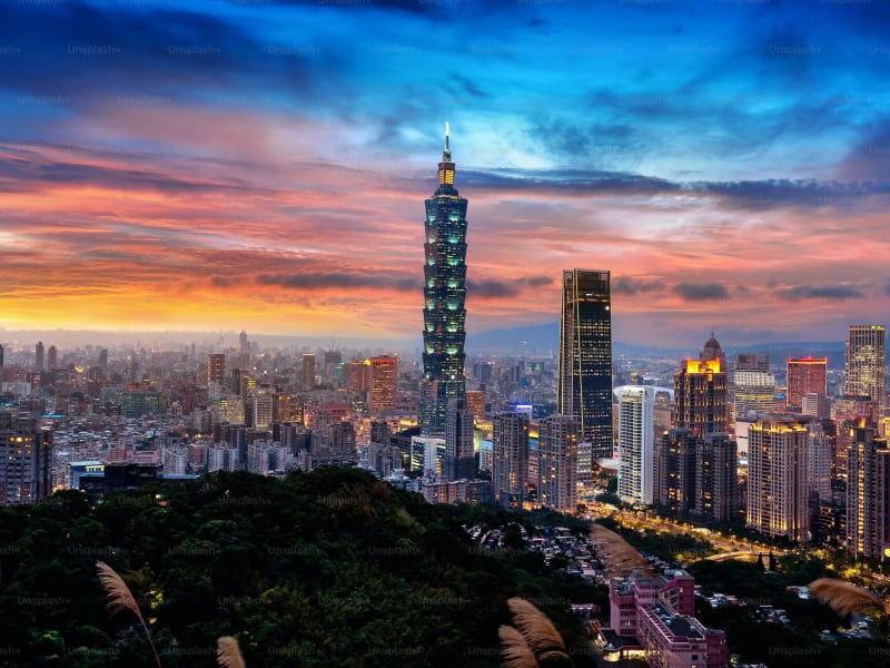 Taiwan’s capital comes alive at sunset—Taipei 101 towers over a skyline glowing with energy, culture, and endless discoveries.