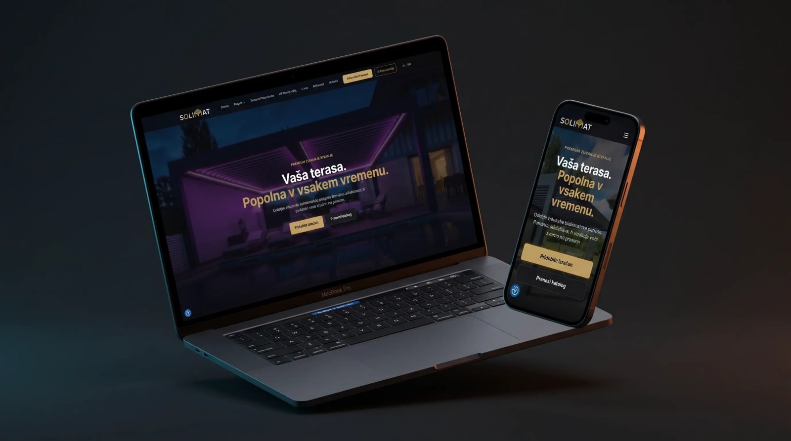 Mockup prenovljene spletne strani Solimat