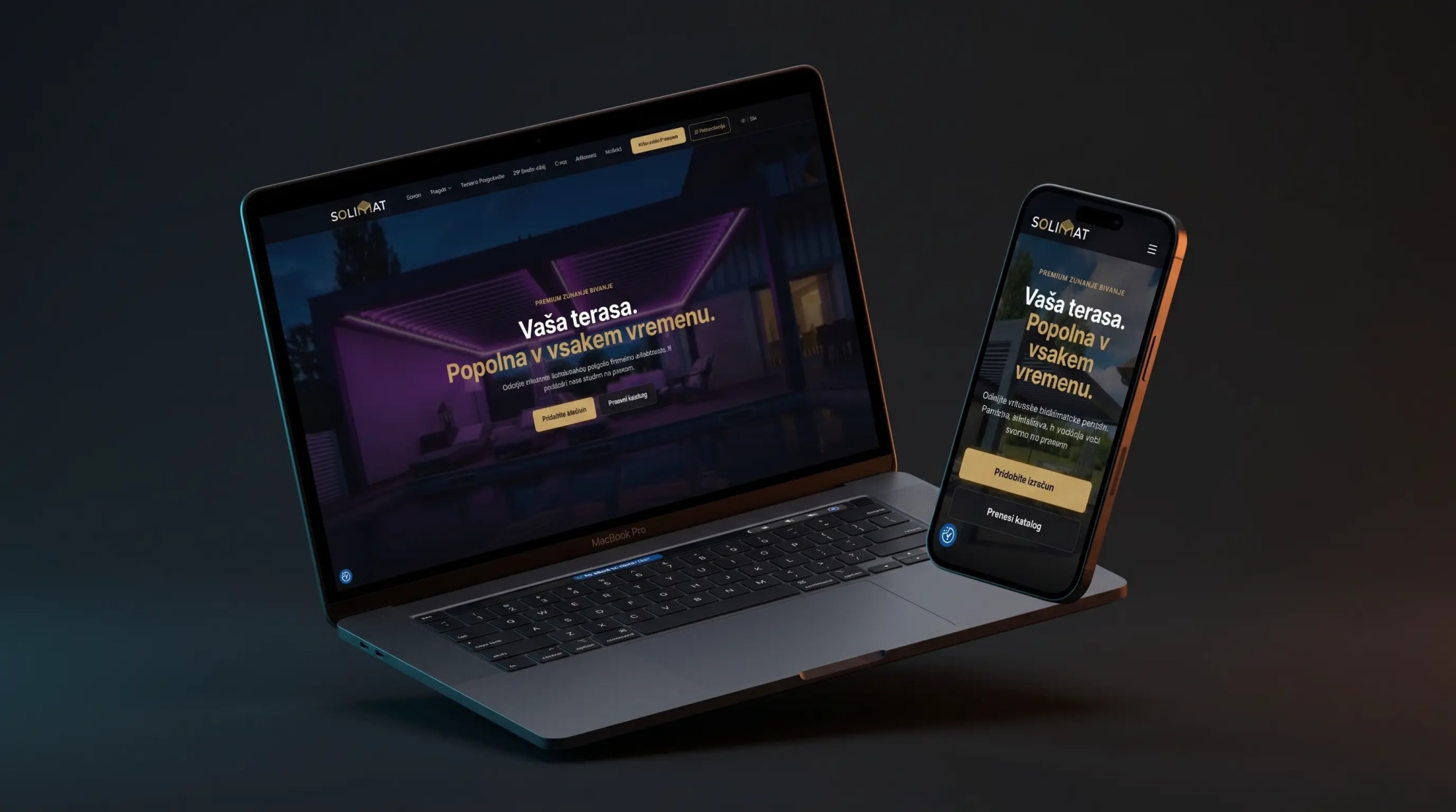Mockup prenovljene spletne strani Solimat