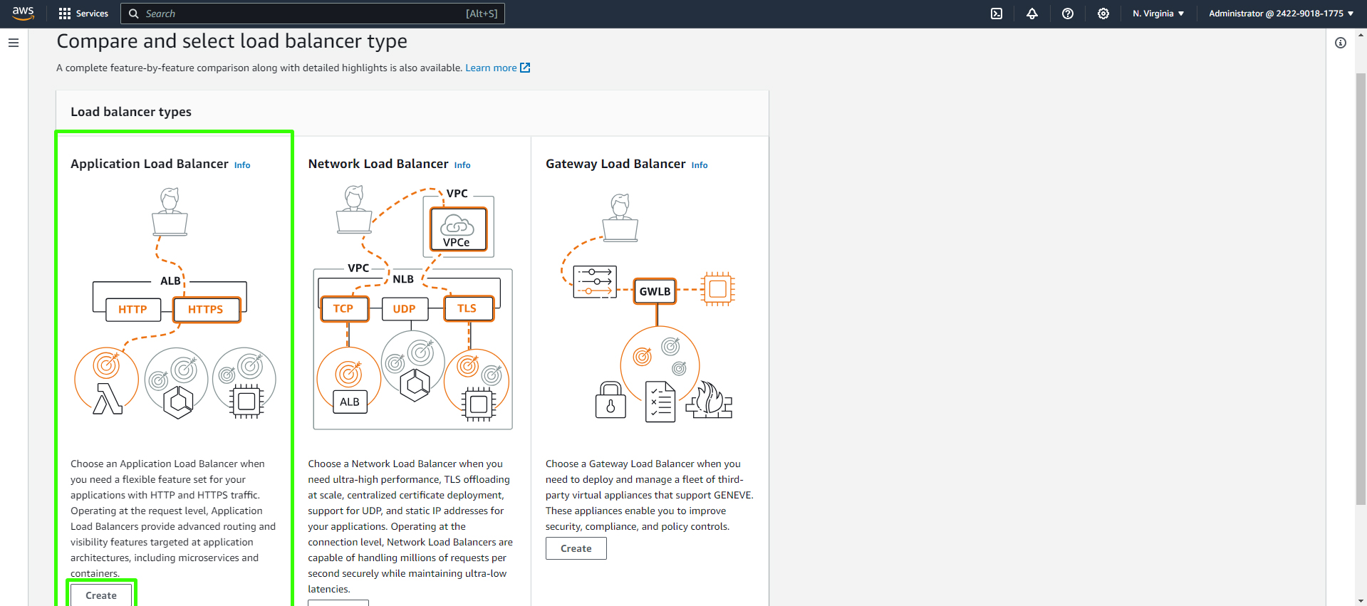Select Application Load Balancer