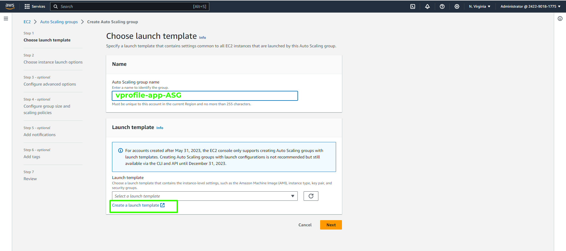 Create Launch Template