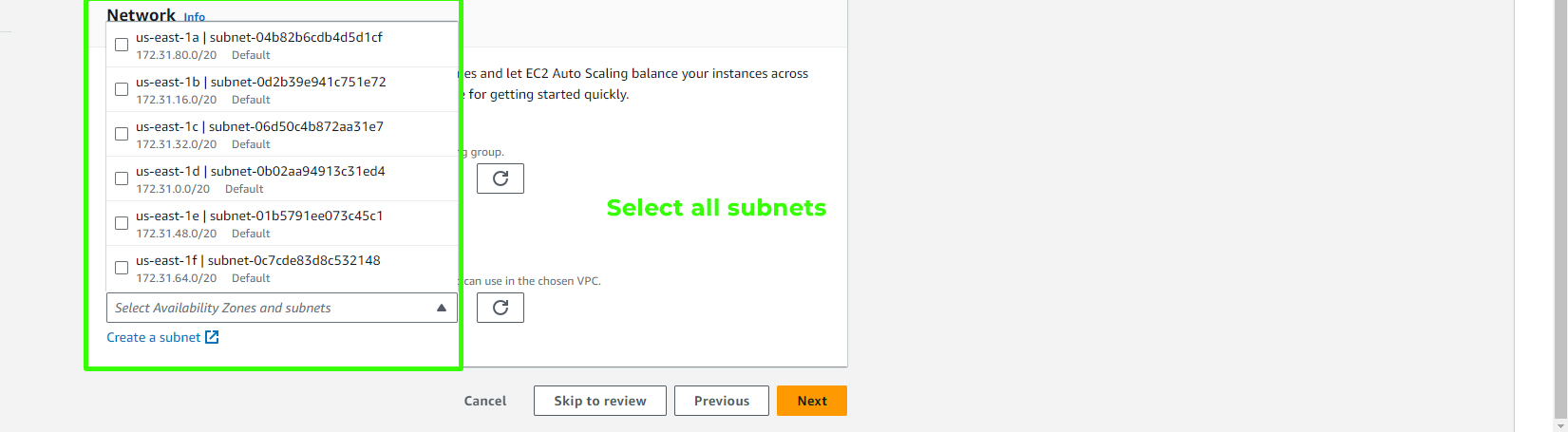 Select Subnets