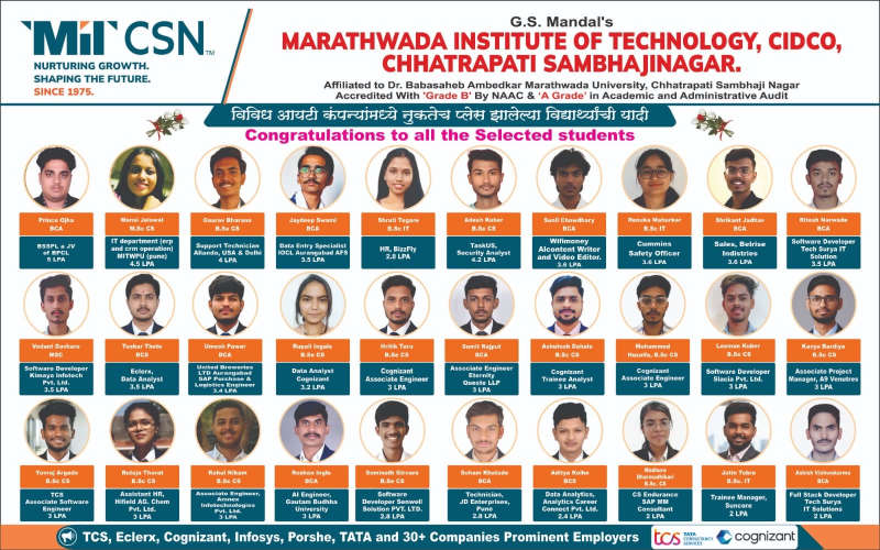 Placement of CS IT and BCA Dept