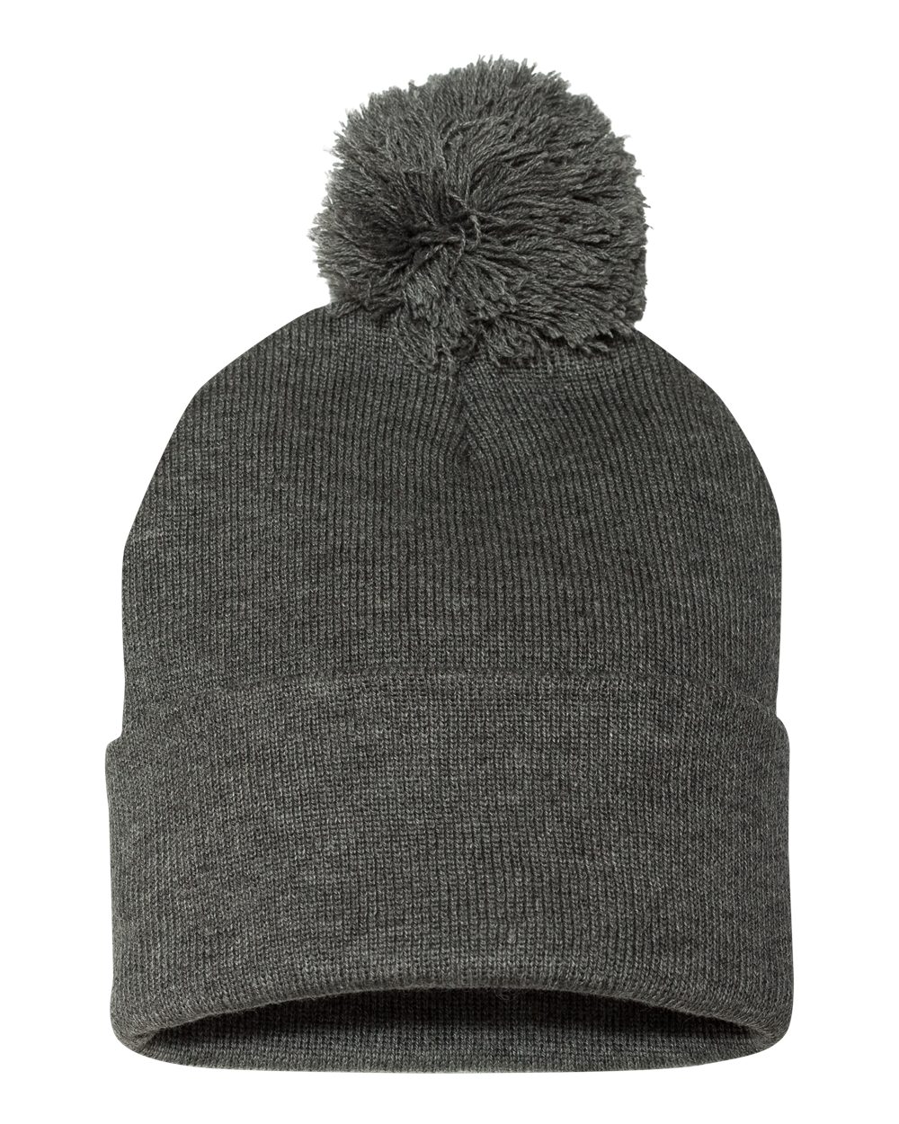 Sportsman Pom Pom 12inch Knit Beanie in Dark Heather Grey
