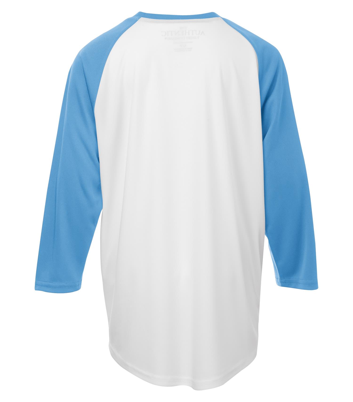 Am image of a Custom ATC Pro Team Baseball Youth Jersey in White/Carolina Blue!