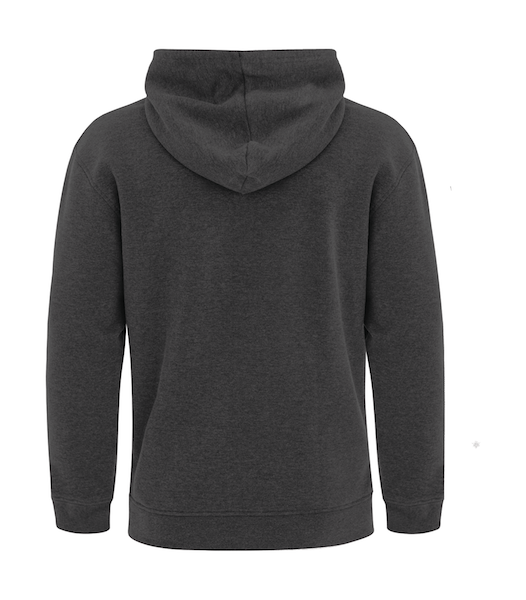 Am image of a Custom ATC Esactive Core Hooded Sweatshirt in Charcoal Heather!