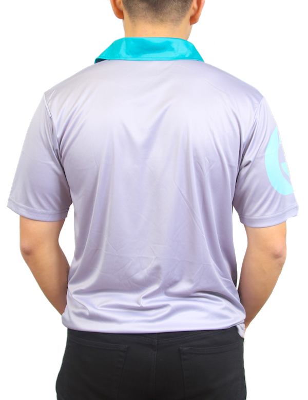 Am image of a Custom Sublimated Zippered Polo Shirt in Atom!