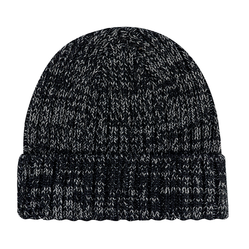 Am image of a Custom AJM Chunky Rib Knit Acrylic Cuff Toque in Black/Dark Grey!
