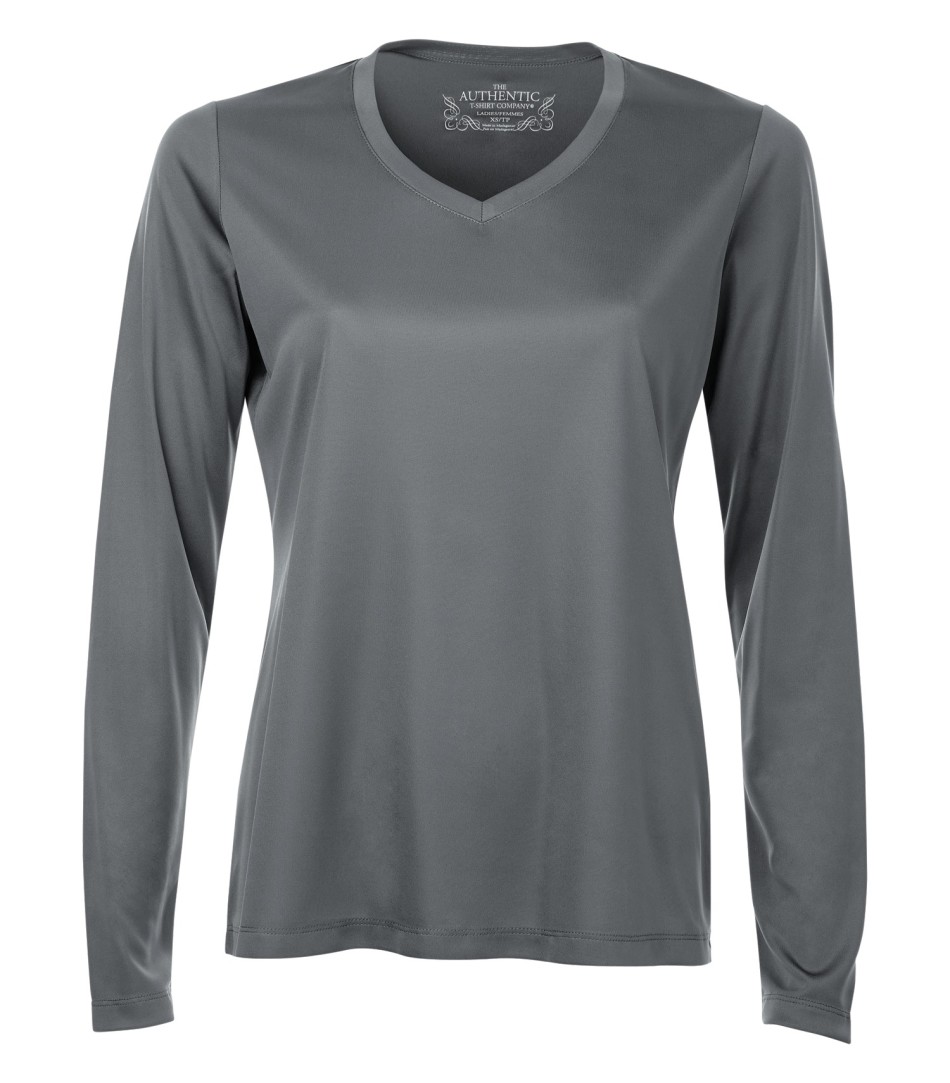 ATC Pro Team Long Sleeve V Neck Ladies Tee in Coal Grey