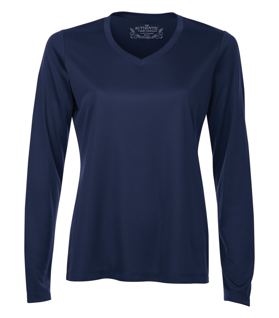 ATC Pro Team Long Sleeve V Neck Ladies Tee in True Navy