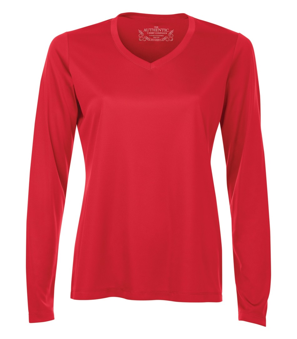ATC Pro Team Long Sleeve V Neck Ladies Tee in True Red