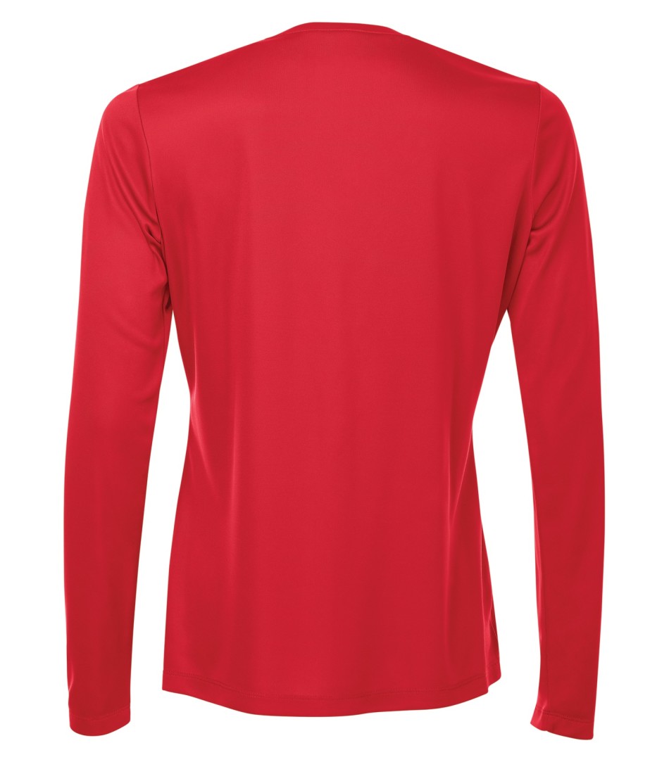 Am image of a Custom ATC Pro Team Long Sleeve V Neck Ladies Tee in True Red!