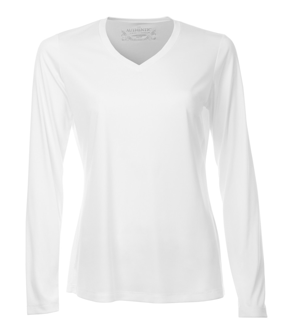 ATC Pro Team Long Sleeve V Neck Ladies Tee in White