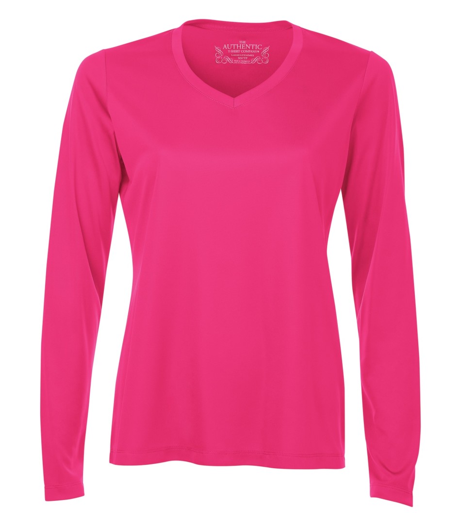 ATC Pro Team Long Sleeve V Neck Ladies Tee in Wild Rasberry