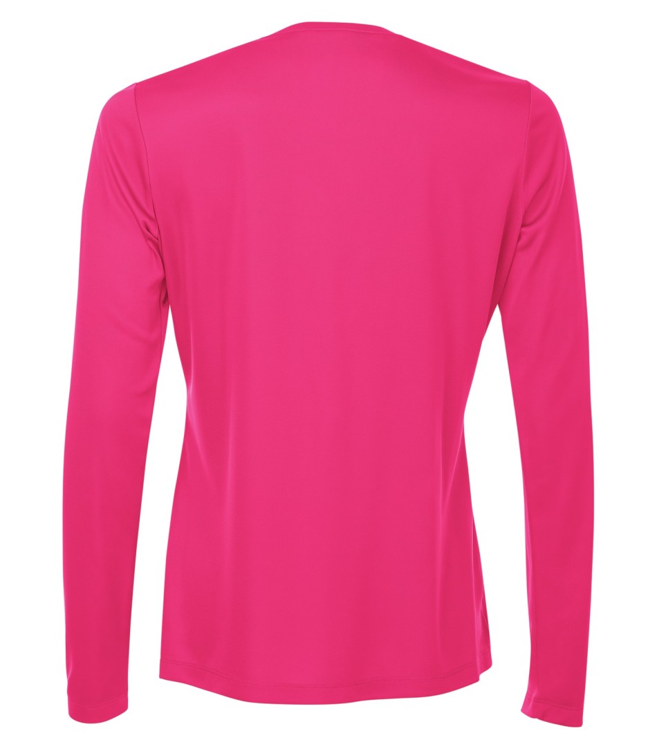 Am image of a Custom ATC Pro Team Long Sleeve V Neck Ladies Tee in Wild Rasberry!