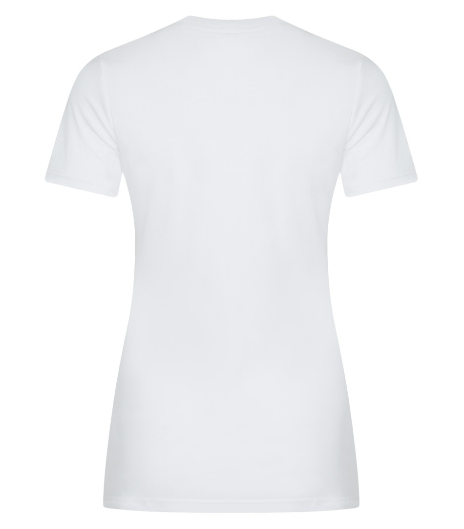 Am image of a Custom Koi Element Ring Spun Blend Ladies Tee in White!
