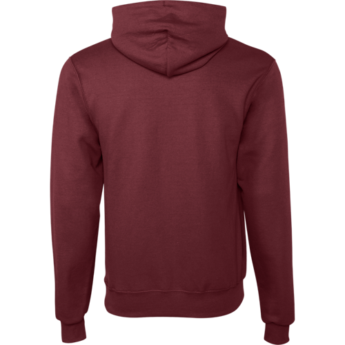 Am image of a Custom Champion Adult Powerblend® Hooded Sweatshirt in Maroon!