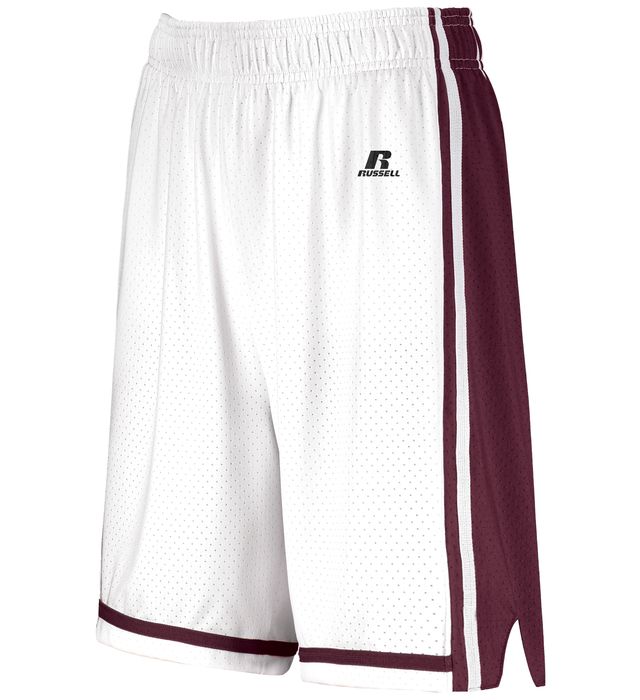 Russell Athletic Ladies Legacy Basketball Shorts in White/Maroon