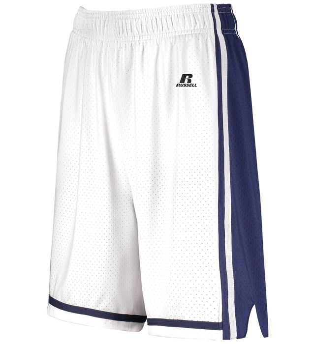 Russell Athletic Ladies Legacy Basketball Shorts in White/Navy
