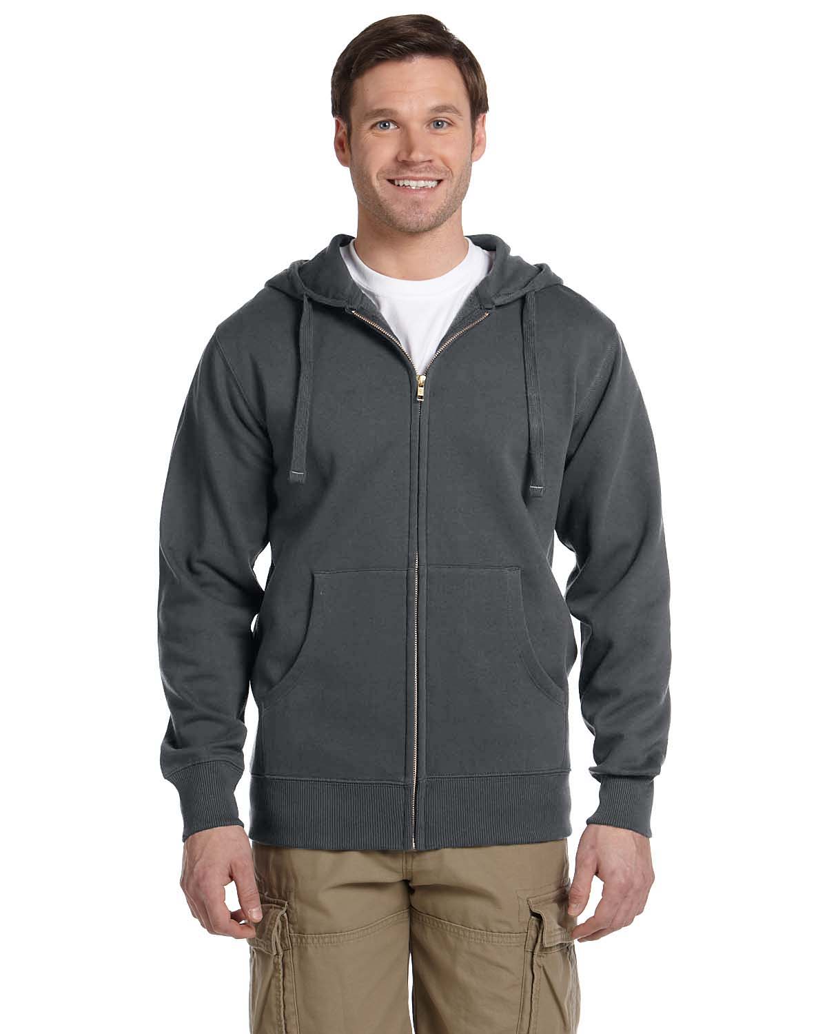 Econscious Men's Organic Recycled Full Zip Hood in Charcoal