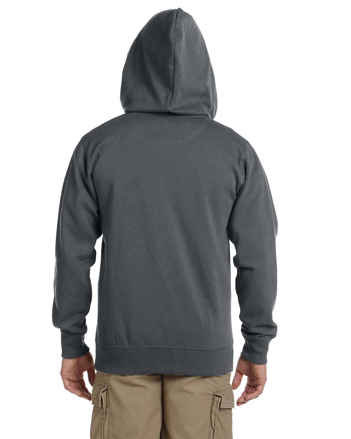 Am image of a Custom Econscious Men's Organic Recycled Full Zip Hood in Charcoal!