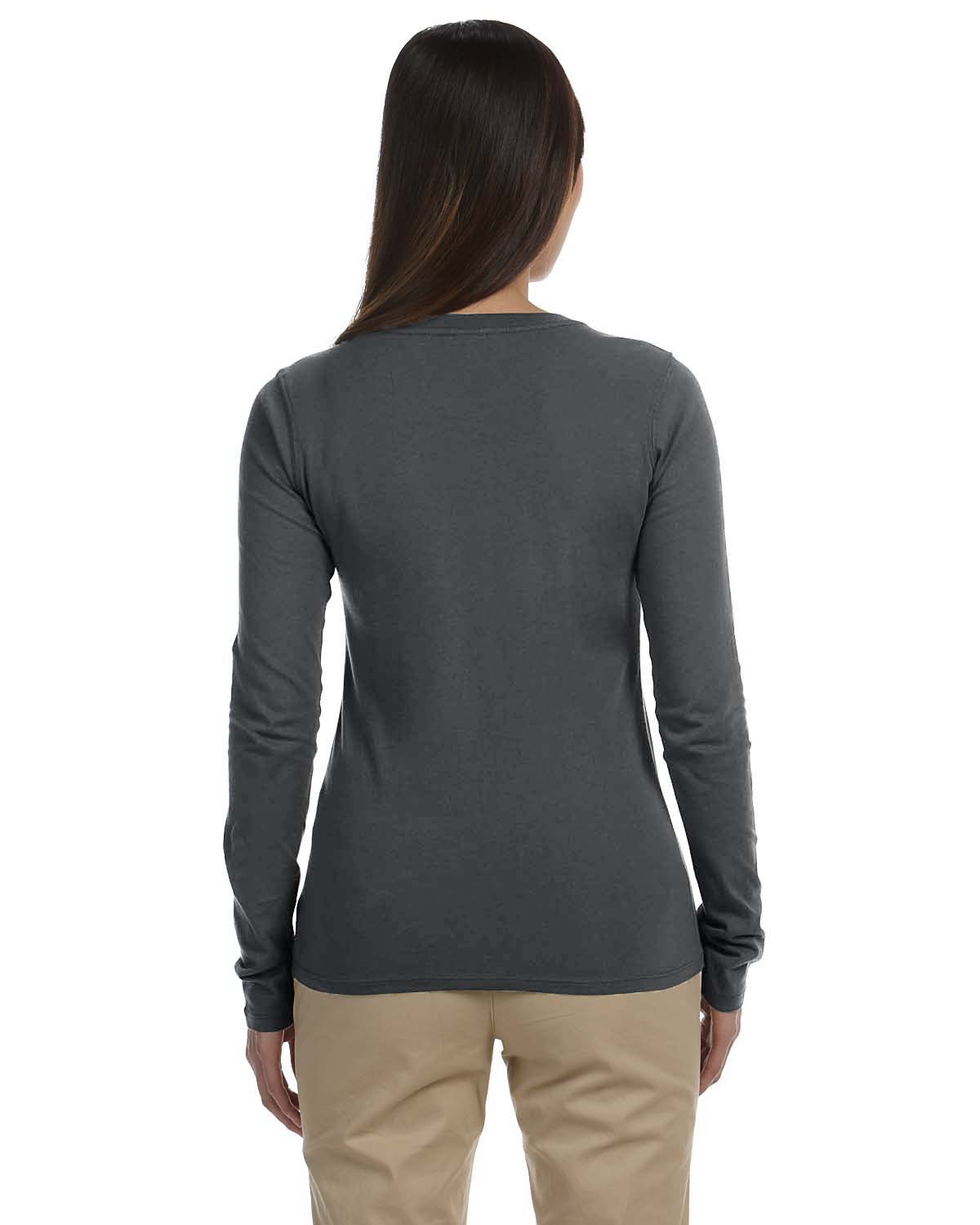 Am image of a Custom Econscious Ladies Classic Long Sleeve T Shirt in Charcoal!