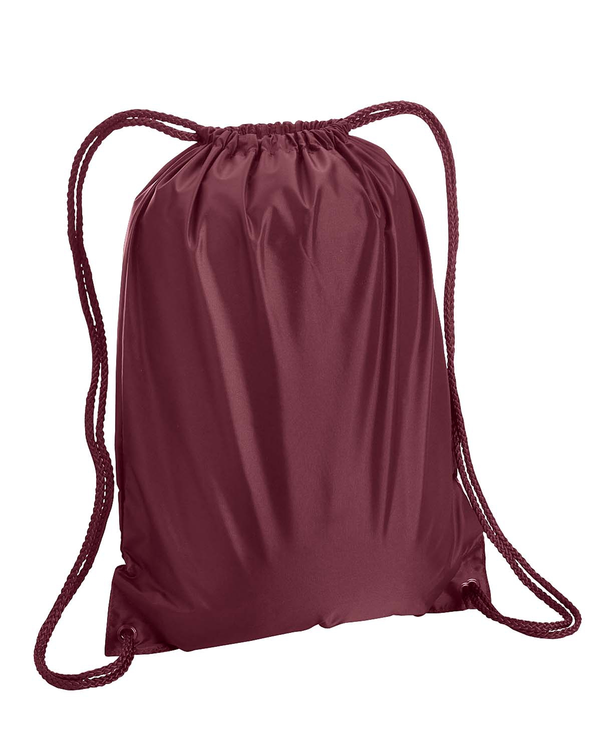Am image of a Custom Liberty Bags Boston Drawstring Backpack in Maroon!