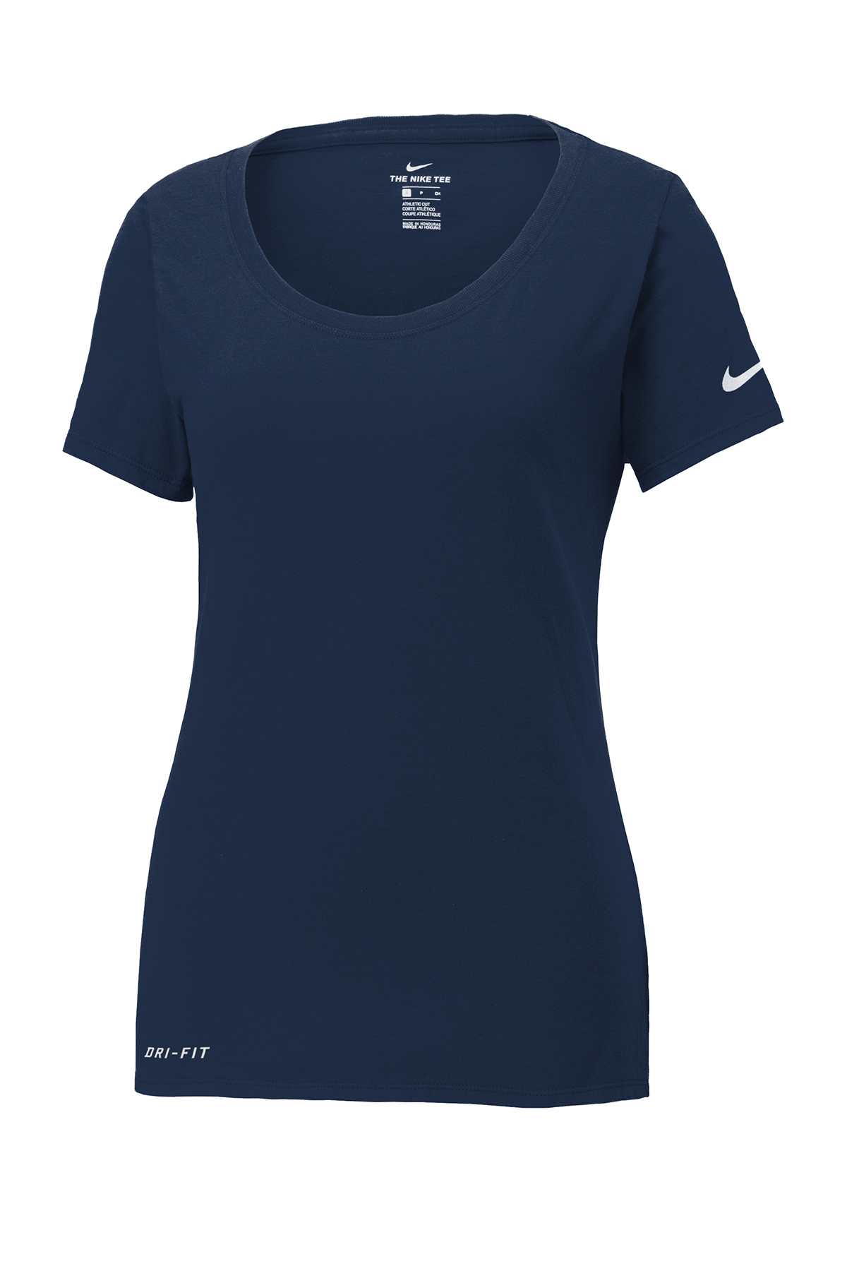 Nike Ladies Dri FIT Cotton Poly Scoop Neck Tee in College Navy