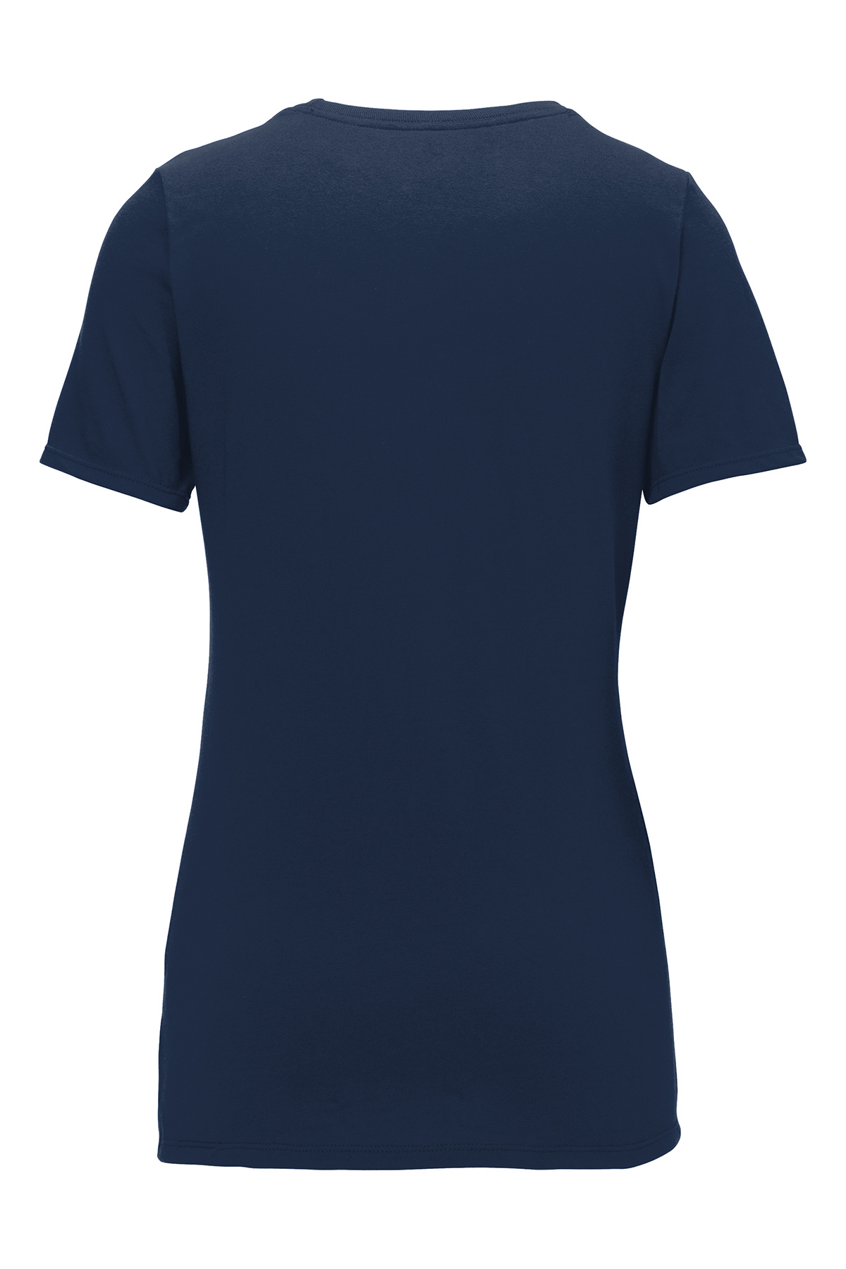 Am image of a Custom Nike Ladies Dri FIT Cotton Poly Scoop Neck Tee in College Navy!