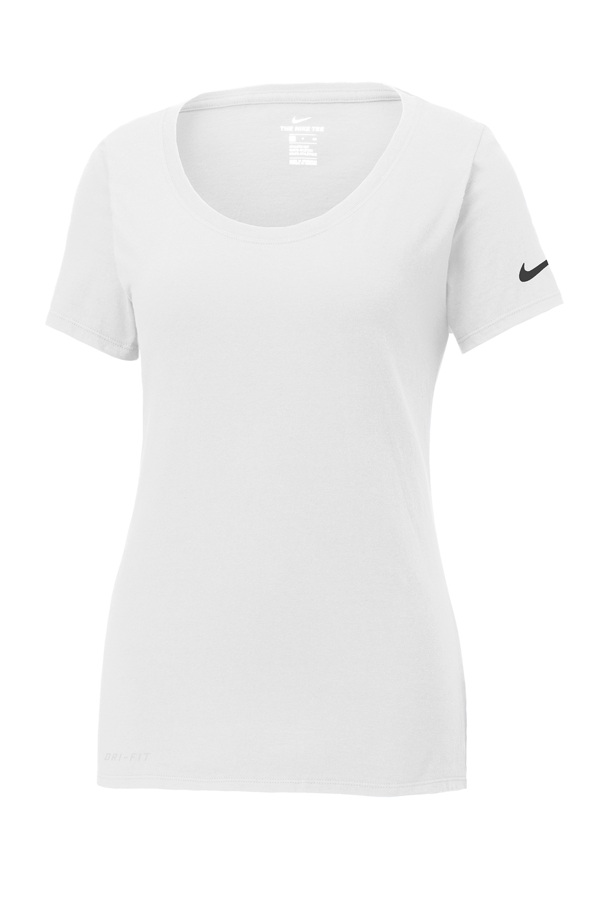Nike Ladies Dri FIT Cotton Poly Scoop Neck Tee in White