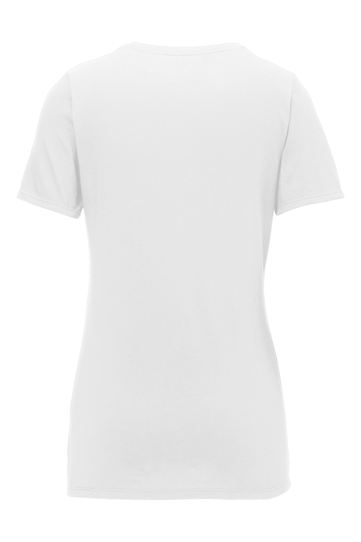 Am image of a Custom Nike Ladies Dri FIT Cotton Poly Scoop Neck Tee in White!