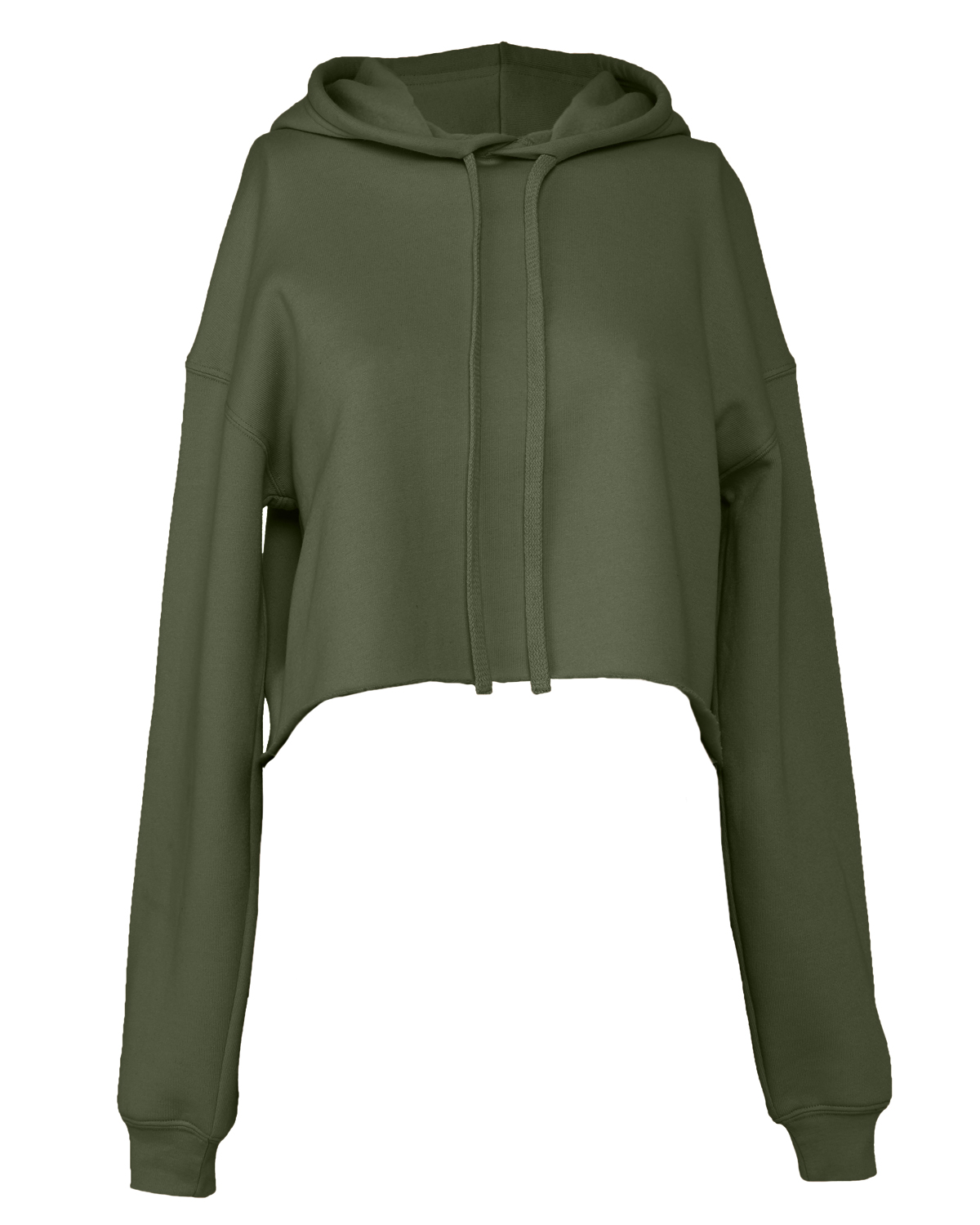 Bella and Canvas Women's Cropped Fleece Hoodie in Military Green