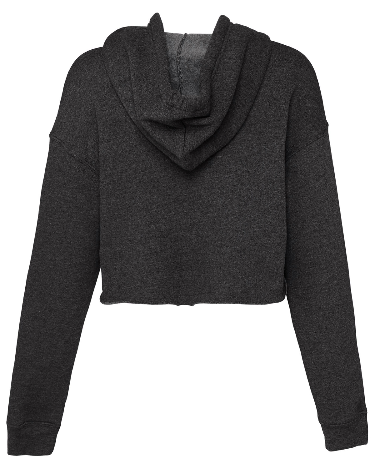 Am image of a Custom Bella and Canvas Women's Cropped Fleece Hoodie in Dark Grey Heather!
