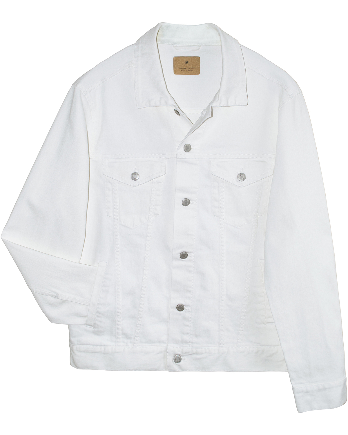 Am image of a Custom Threadfast Unisex Denim Jacket in Off White Denim!