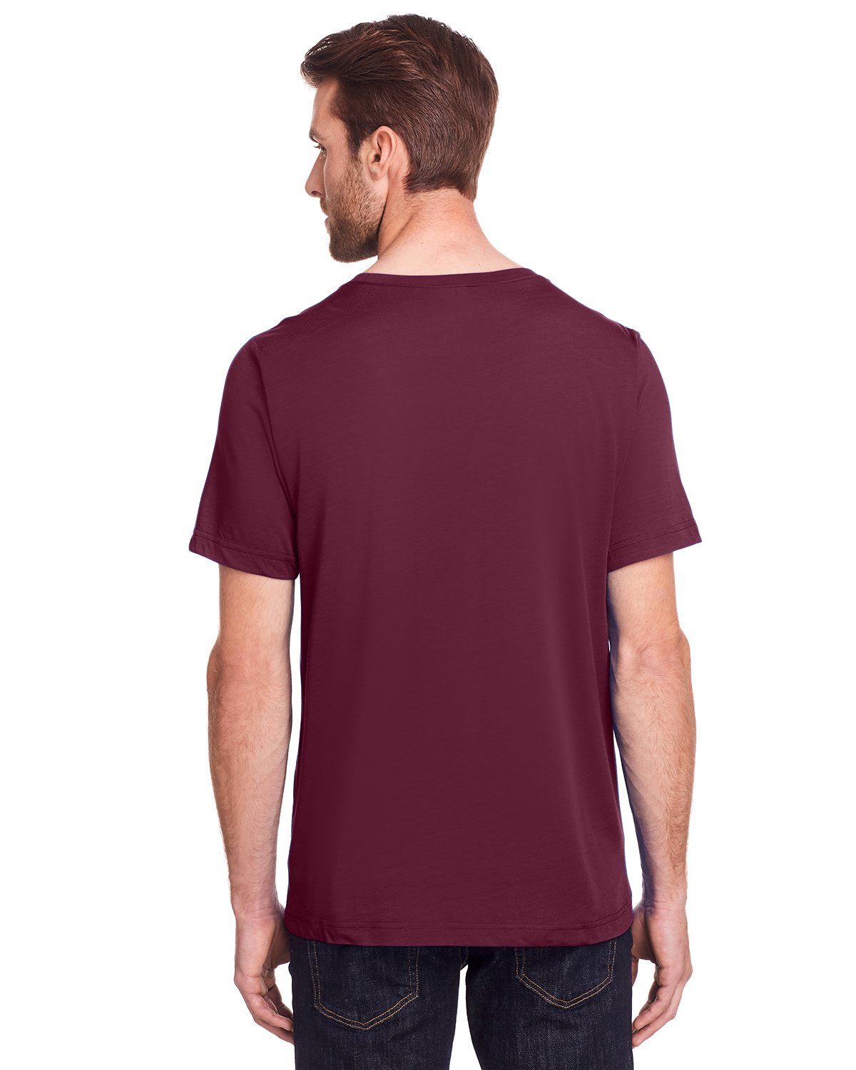 Am image of a Custom Core 365 Adult Fusion ChromaSoft Performance T Shirt in Burgundy!