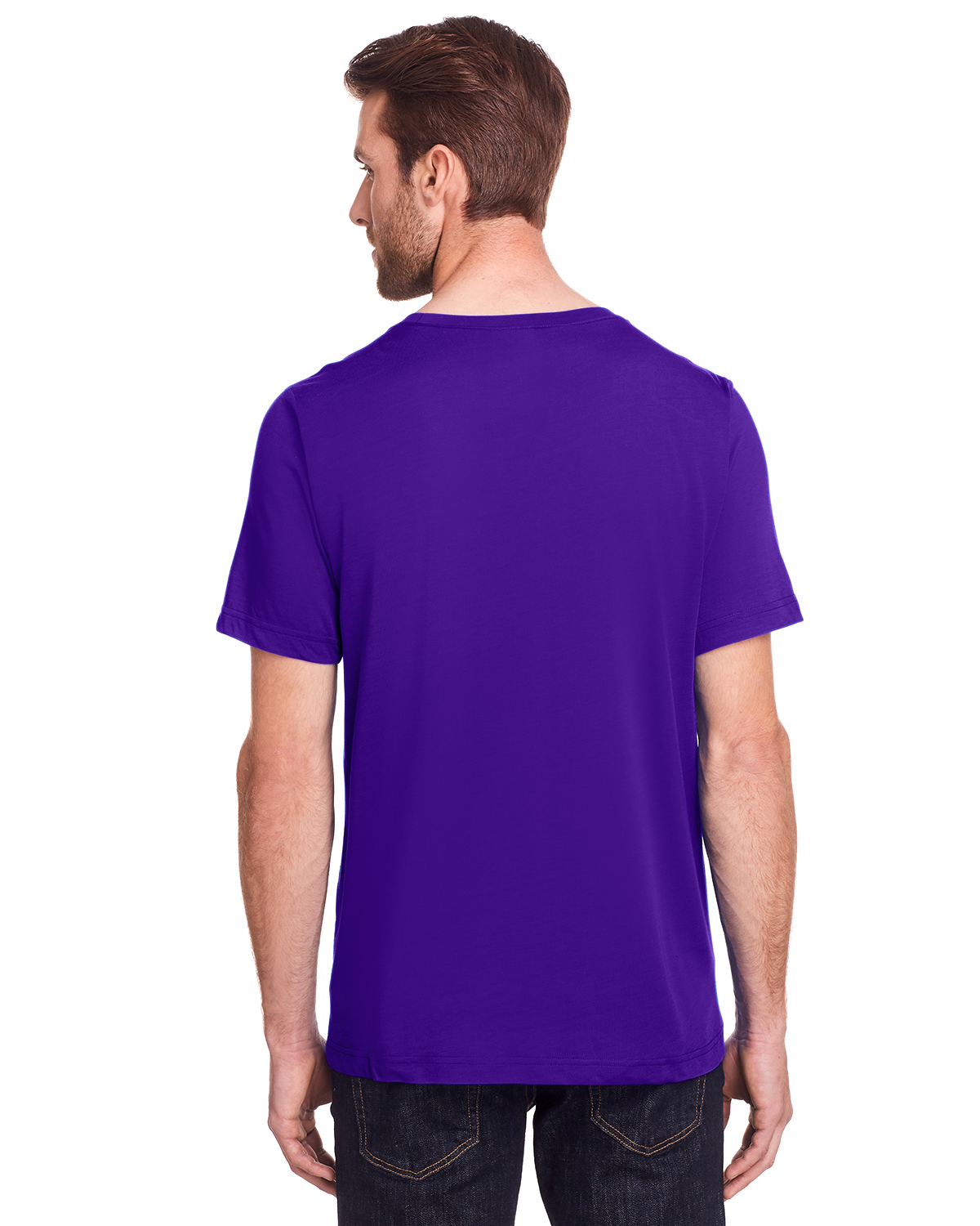 Am image of a Custom Core 365 Adult Fusion ChromaSoft Performance T Shirt in Campus Purple!
