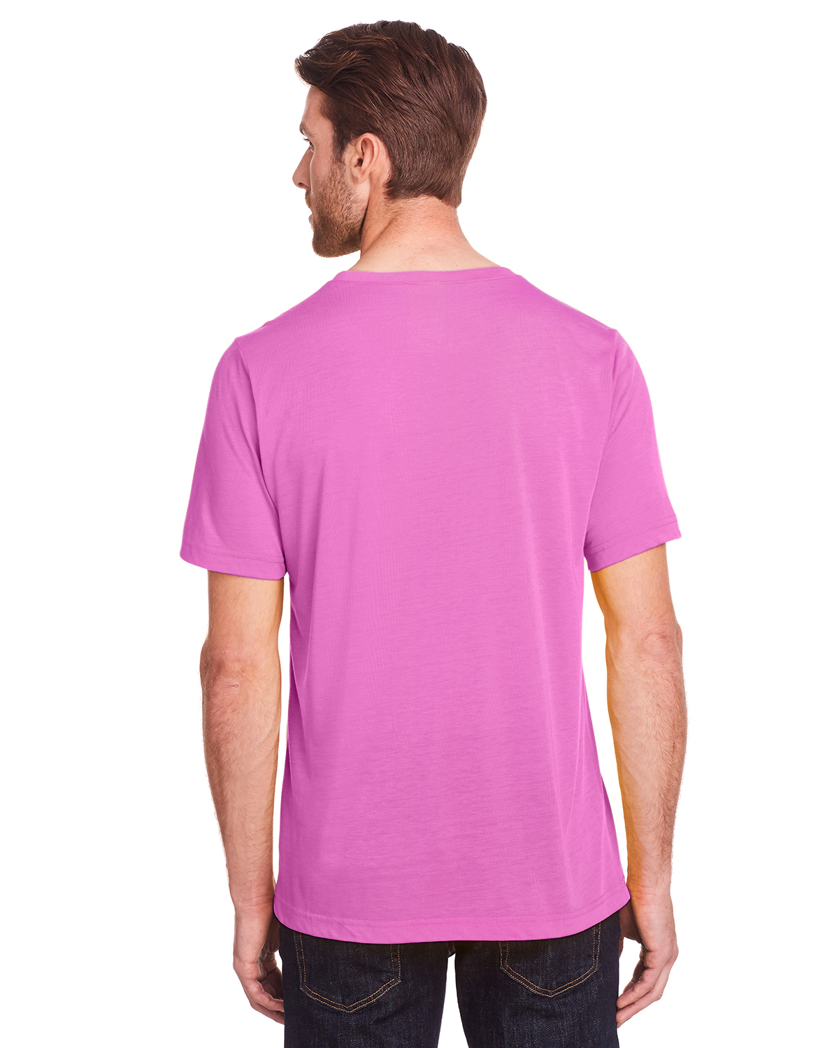 Am image of a Custom Core 365 Adult Fusion ChromaSoft Performance T Shirt in Charity Pink!