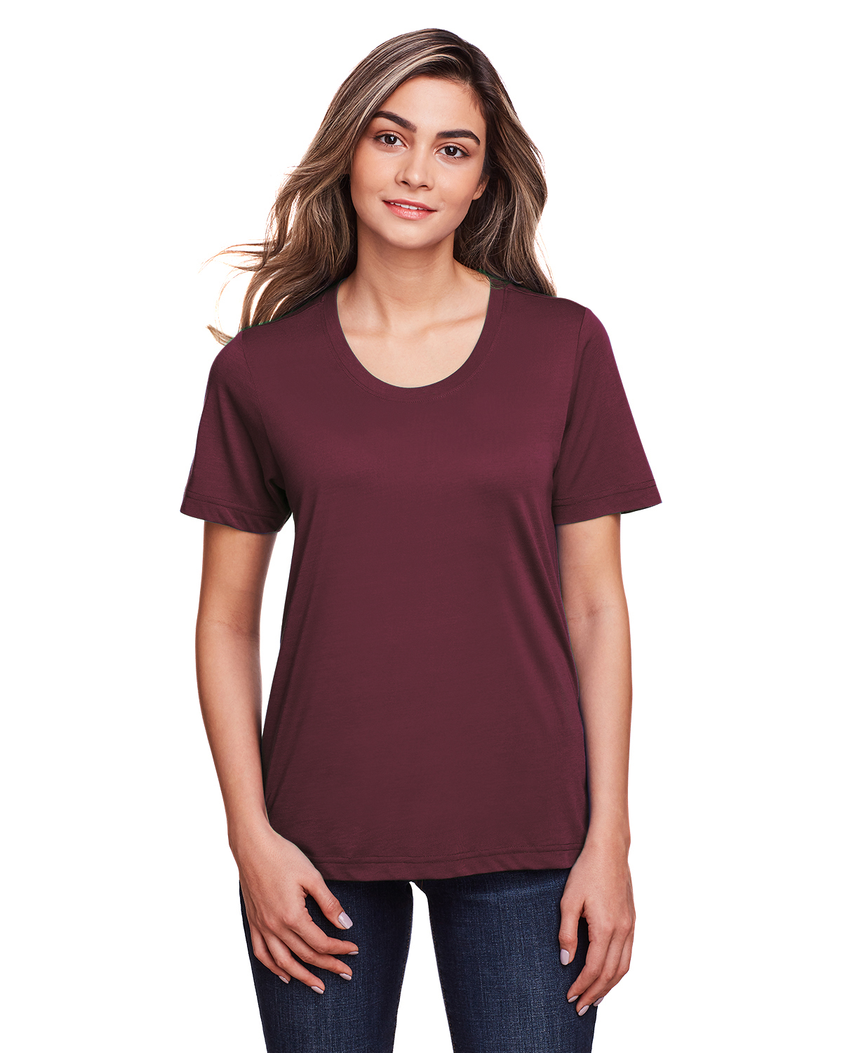Core 365 Ladies' Fusion ChromaSoft™ Performance T Shirt in Burgundy