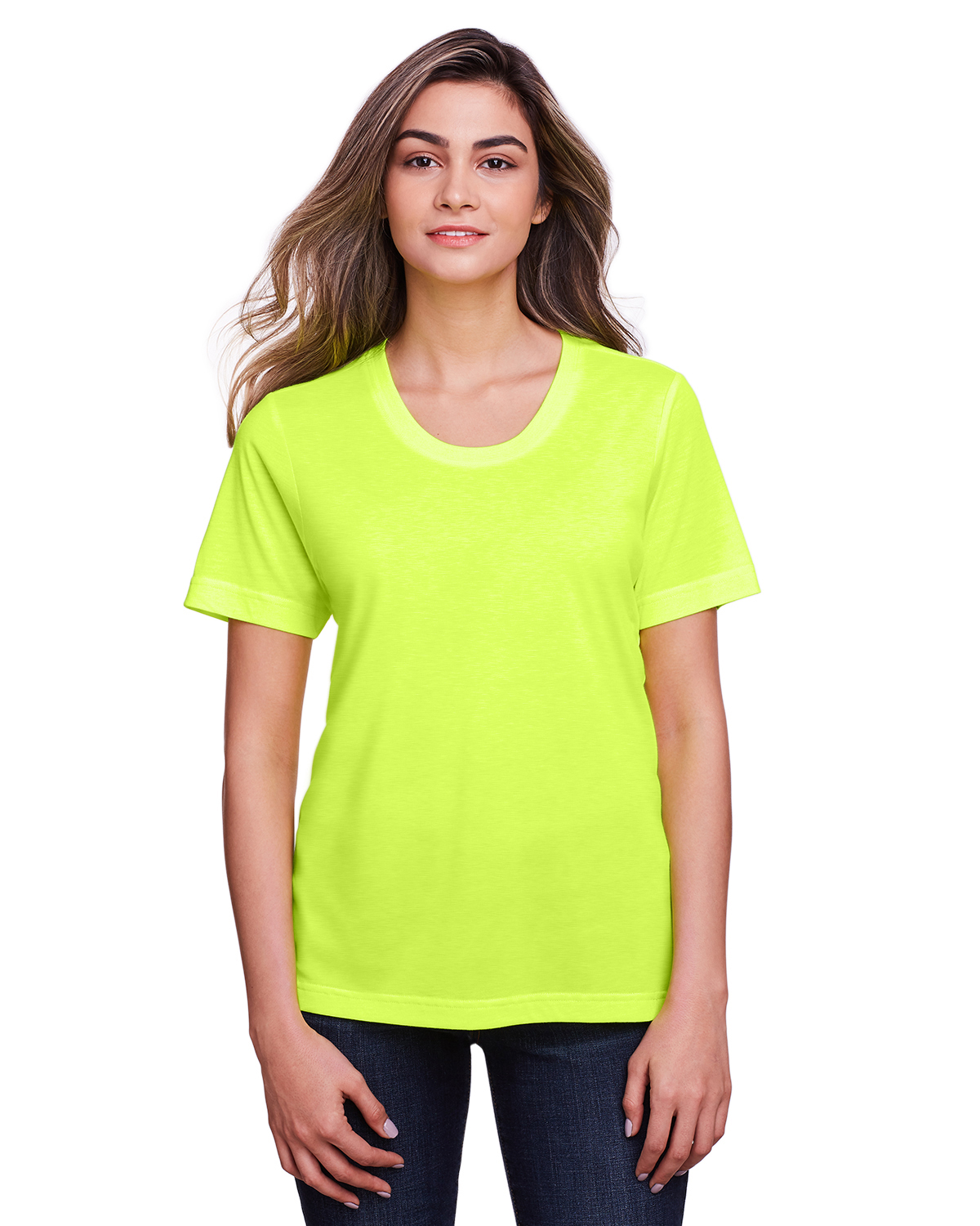 Core 365 Ladies' Fusion ChromaSoft™ Performance T Shirt in Safety Yellow