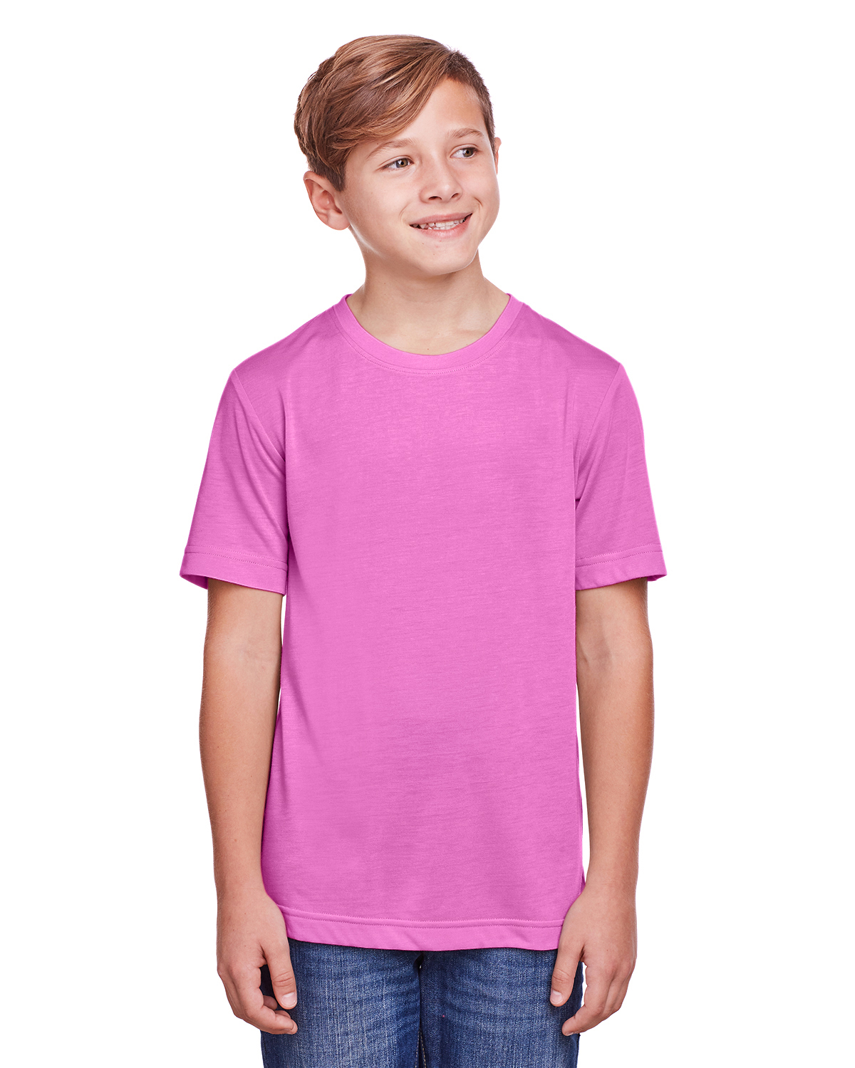 Core 365 Youth Fusion ChromaSoft Performance T Shirt in Charity Pink