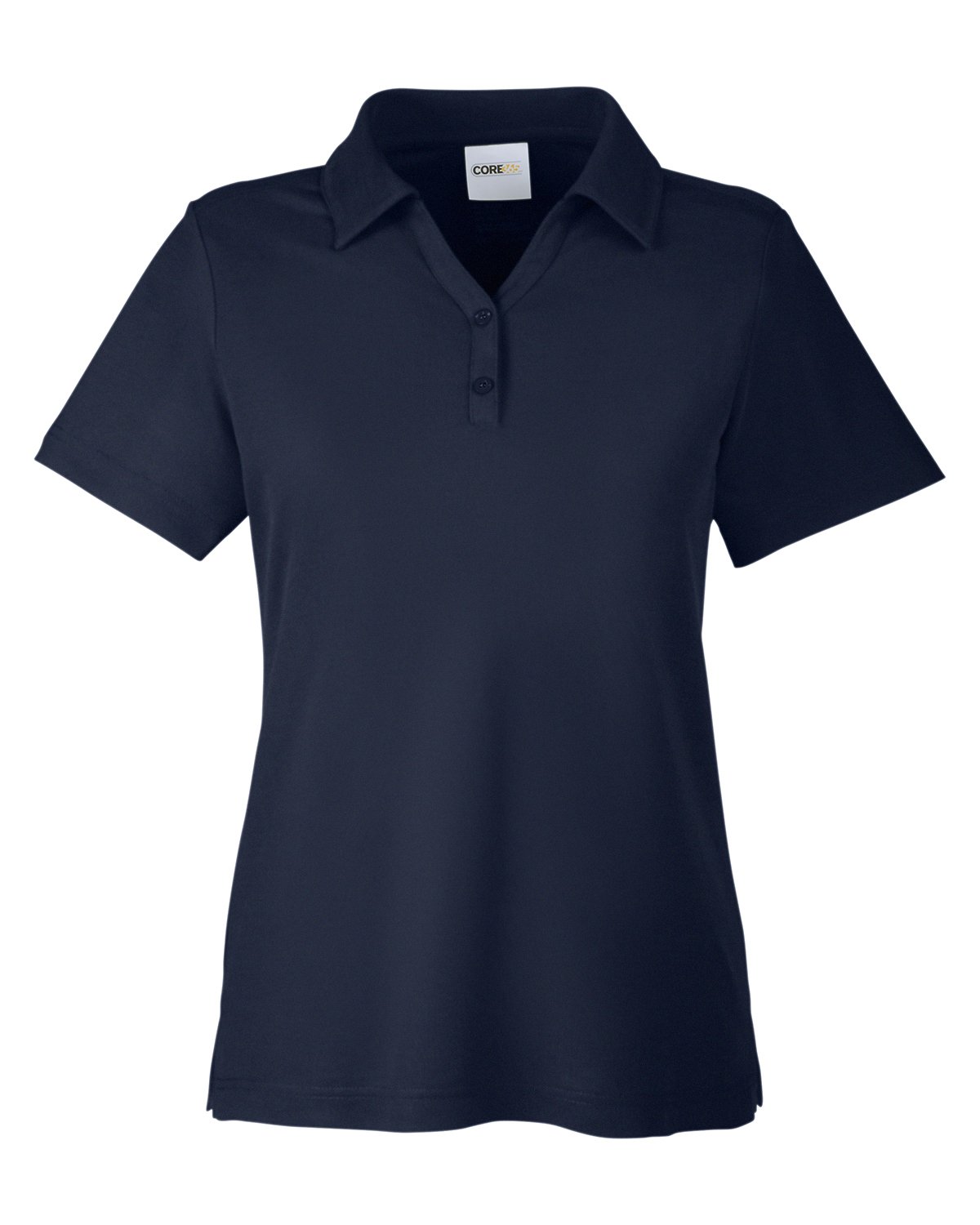 Am image of a Custom Core 365 Ladies Fusion ChromaSoft Pique Polo in Classic Navy!