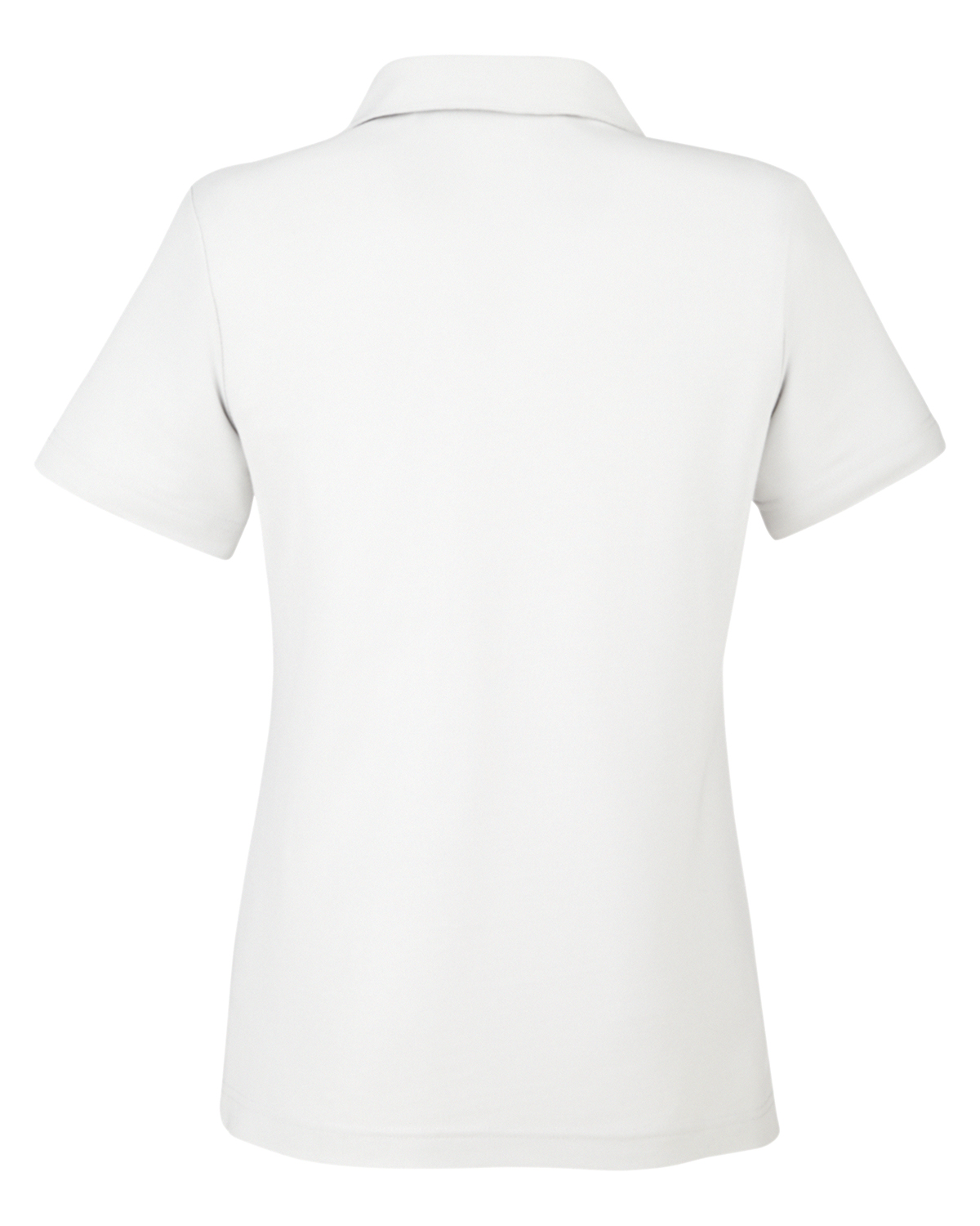 Am image of a Custom Core 365 Ladies Fusion ChromaSoft Pique Polo in White!