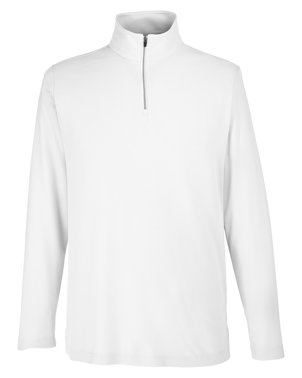 Am image of a Custom Core 365 Men's Fusion ChromaSoft™ Pique Quarter Zip in White!
